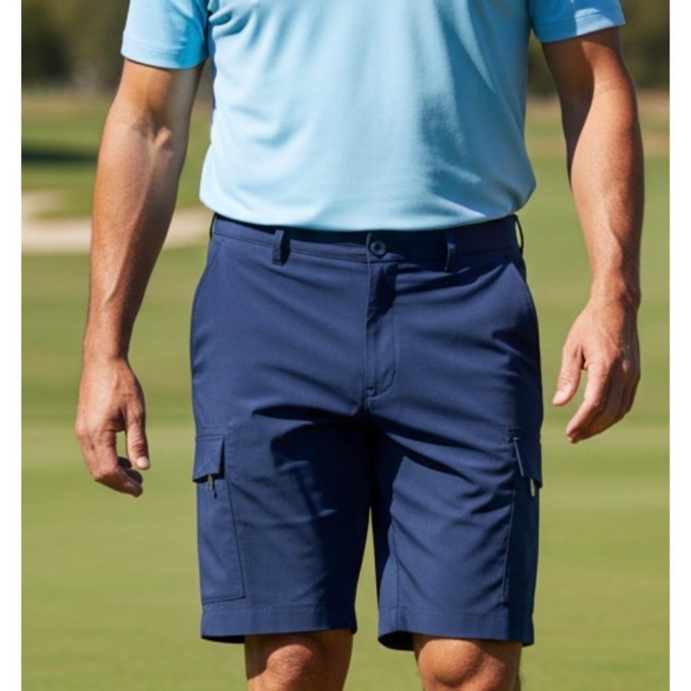 Izod Golf Stretch Cargo Shorts Mens 42 Navy Blue Performance Active 9.5 Inseam